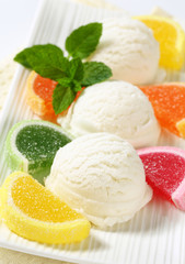 Ice cream with jelly candy