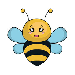 cute bee animal kawaii style vector illustration design