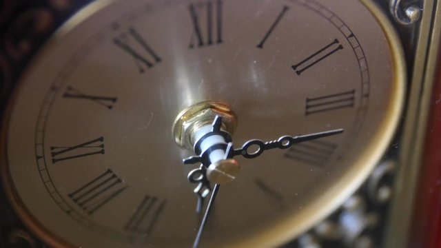 Antique clocks hands turn with the time