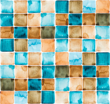 Watercolor Pattern Of Squares