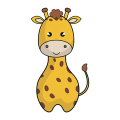 cute giraffe animal kawaii style vector illustration design