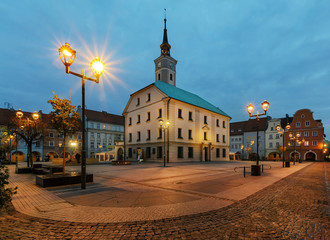 Autumn in market square of Gliwice, Poland,