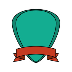 Shield with ribbon icon. Winner competition success price and award theme. Isolated design. Vector illustration
