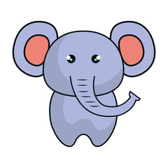 cute elephant animal kawaii style vector illustration design