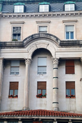 Detail of a building on waterfront in Old Town Split, Croatia, in various architectural styles. Split is popular touristic destination and UNESCO World Heritage Site. 