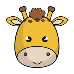cute giraffe animal kawaii style vector illustration design