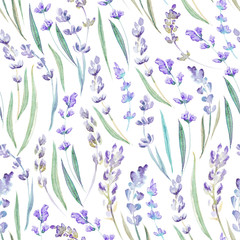 Watercolor lavender seamless pattern