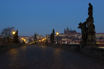 Charles Bridge in Prague (Czech Republic) at dawn