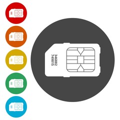 Sim card icons set 