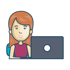 Avatar of a person working on laptop vector illustration design