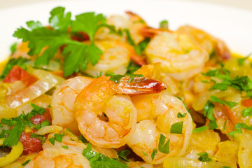  Cooked shrimp or prawn. Seafood.