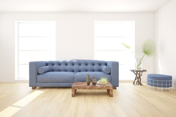 Fototapeta premium White room with sofa. Scandinavian interior design