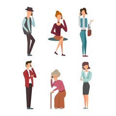 People talking phone character vector illustration.