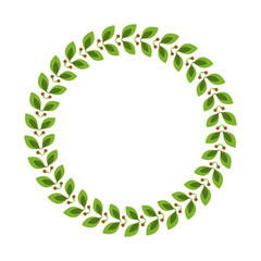leaves wreath icon. Rustic decoration spring and invitation theme. Isolated design. Vector illustration