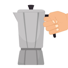 hand human with teapot vector illustration design