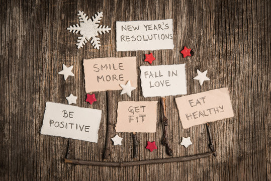 Christmas sledge made of branches and New Year resolutions
