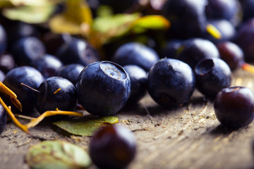 blueberries on a table