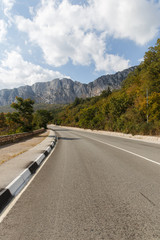 Mountain landscape with asphalt road