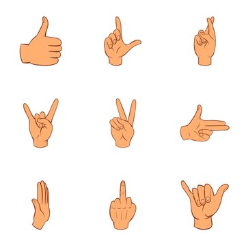 Gesture icons set. Cartoon illustration of 9 gesture vector icons for web