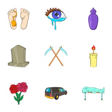 Death icons set. Cartoon illustration of 9 death vector icons for web