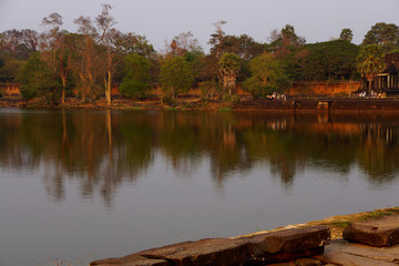 Moat and outer walls at sunset