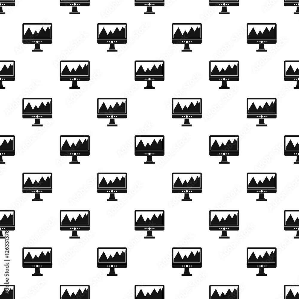 Poster Graph on the computer monitor pattern. Simple illustration of graph on the computer monitor vector pattern for web