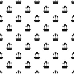 Tulips in planter pattern. Simple illustration of tulips in planter vector pattern for web
