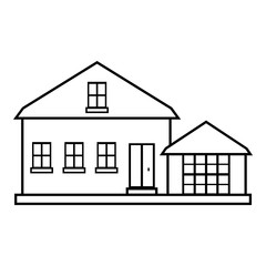 Fototapeta premium Suburban american house icon. Outline illustration of house vector icon for web design