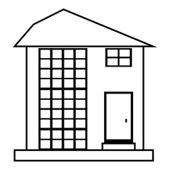 High house icon. Outline illustration of house vector icon for web design