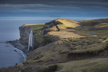 Waterfall on North Coast of Iceland