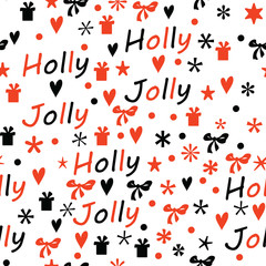 Christmas background with Holly Jolly lettering