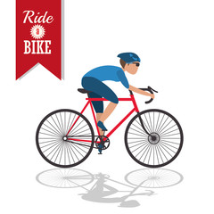 Isolated man riding bike icon. Healthy lifestyle racing ride and sport theme. Vector illustration