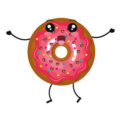 delicious donut comic character vector illustration design