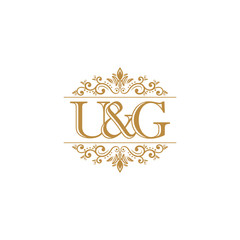 U&G Initial logo. Ornament gold