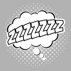 Bubble pop art sleep icon. Comic communication retro and expression theme. Vector illustration