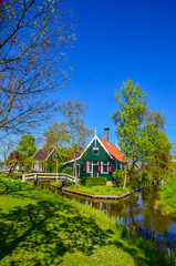 Traditional dutch landscape in Zaanse Schans, Netherlands, Europe