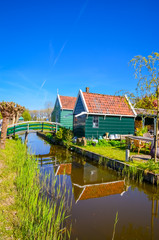 Fototapeta na wymiar Traditional dutch landscape in Zaanse Schans, Netherlands, Europe