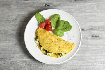 Sheep cheese and spinach omelette