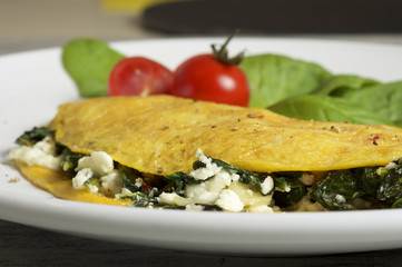 Sheep cheese and spinach omelette