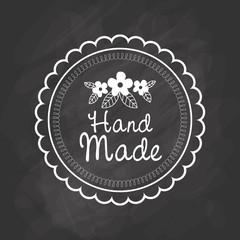 Naklejka na ściany i meble Hand Made label, handmade crafts workshop, vector illustration