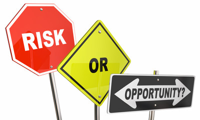 Risk or Opportunity Road Street Direction Signs Stop Move Forwar