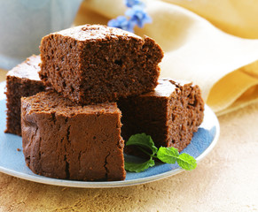 Homemade brownies cakes. Chocolate brownie cake pastries