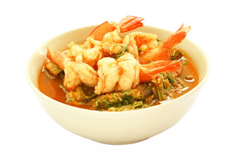 Kang som cha-om khai, Thai food, hot and sour curry with shrimps