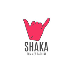 Shaka logo icon. Surfing symbol. Shaka logo. Surf icon. Summer symbol, surf tattoo. Flat style logo template. Surfing label, decor logo, premium quality logo concept. Summer design