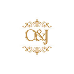 O&J Initial logo. Ornament gold