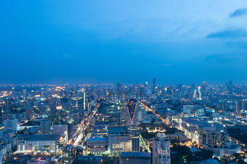 Fototapeta na wymiar Night light view of Bangkok Thailand