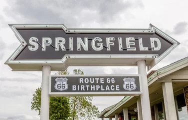 Fotobehang Route 66 Springfield-wegpijlbord in best western route 66 railhaven.