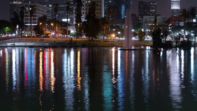 LA Downtown Reflections on Lake 13 MacArthur Park