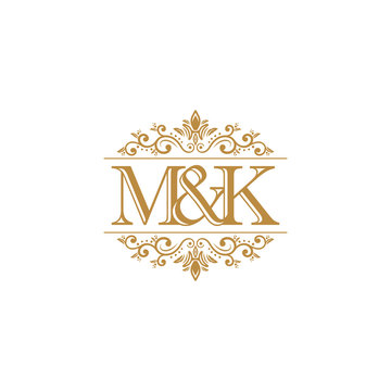 M&K Initial logo. Ornament gold