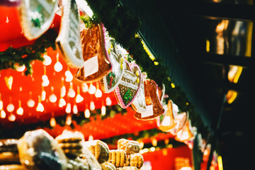 Naklejka premium Background with gingerbreads at the Christmas market in Salzburg